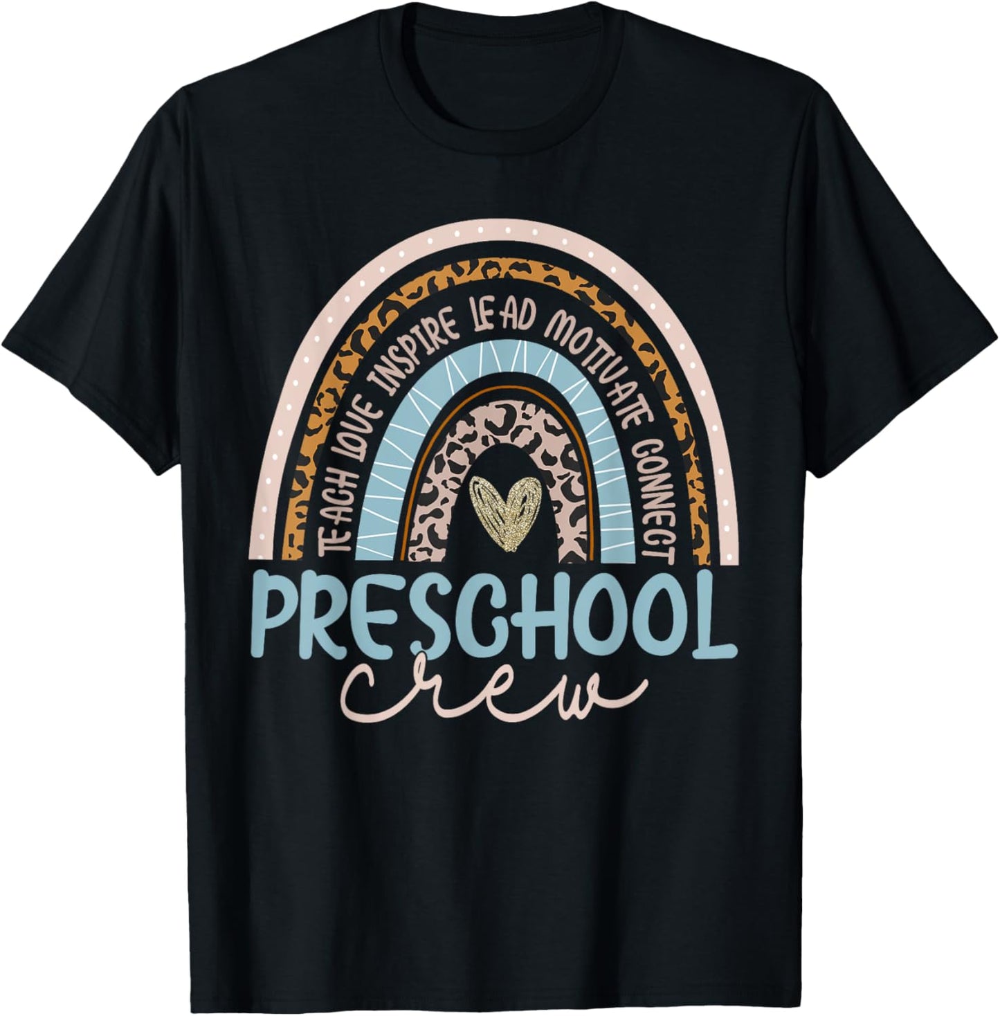 Preschool Crew Boho Rainbow First Day Of School T-Shirt - T-Shirt | Black
