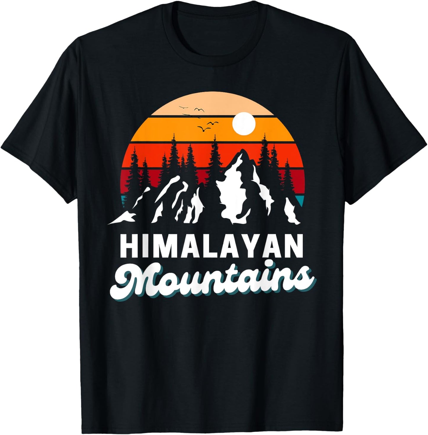 Himalayan Mountains Outdoor Hiking Nature Retro Souvenir T-Shirt - T-Shirt | Black