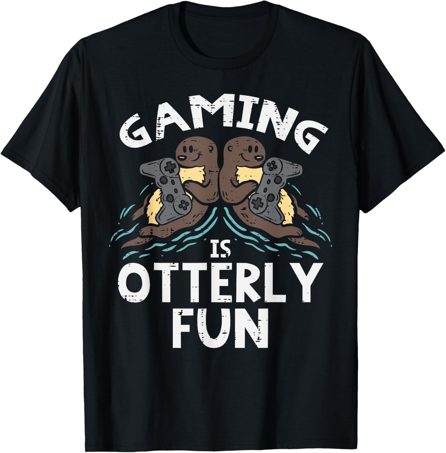 Gaming Otterly Fun Gamer Otter Boys Kids Men Teens Youth T-Shirt - T-Shirt | Black