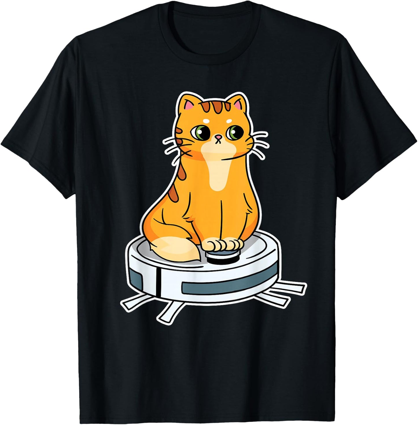 Robot Vacuum Cleaner Cat Kitten I Robot Vacuum Cleaner Robot , black T-Shirt - T-Shirt | Black