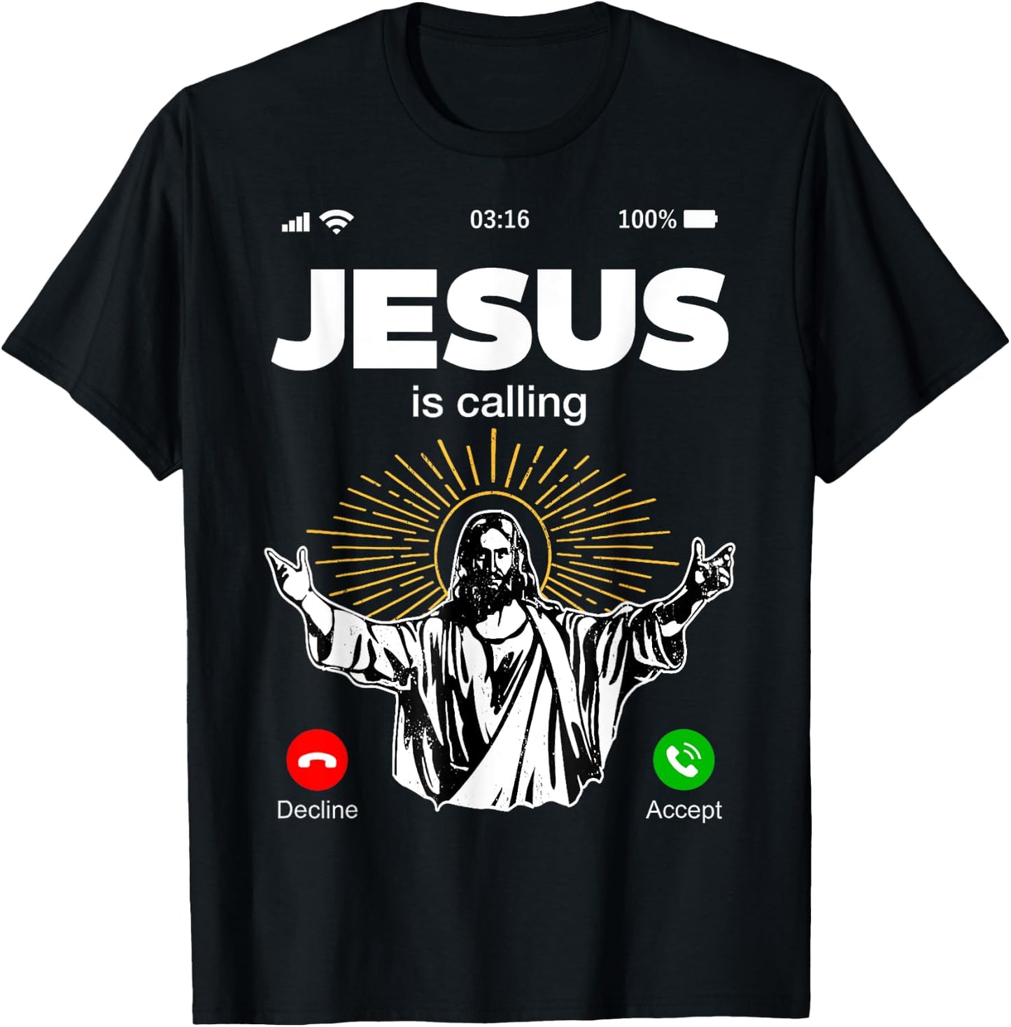 Funny Jesus Is Calling Christian T-Shirt - T-Shirt | Black