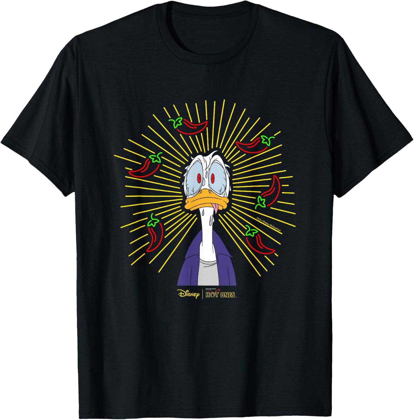 Disney Hot Ones Donald Duck Floating Peppers Intense Sweat T-Shirt - T-Shirt | Black