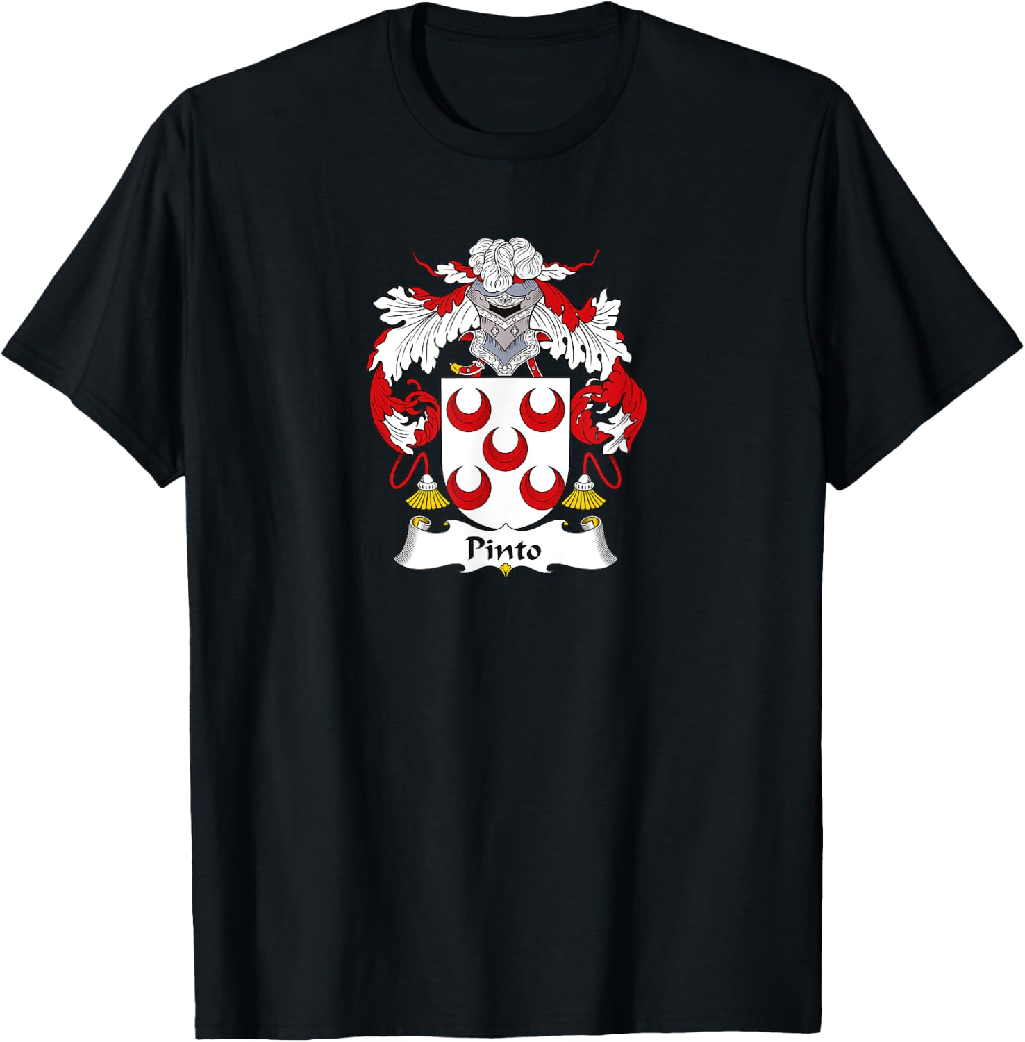 Pinto Coat of Arms - Family Crest T-Shirt - T-Shirt | Black