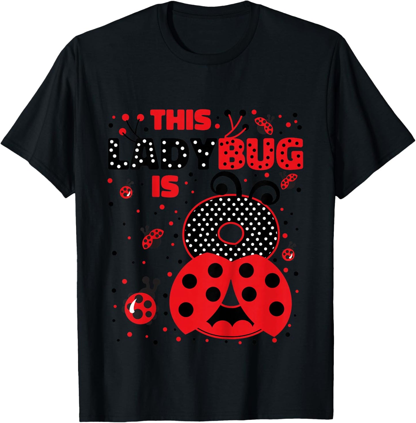 Kids Ladybug Birthday 8 Girl 8 Year Old Birthday Ladybug Lover T-Shirt - T-Shirt | Black