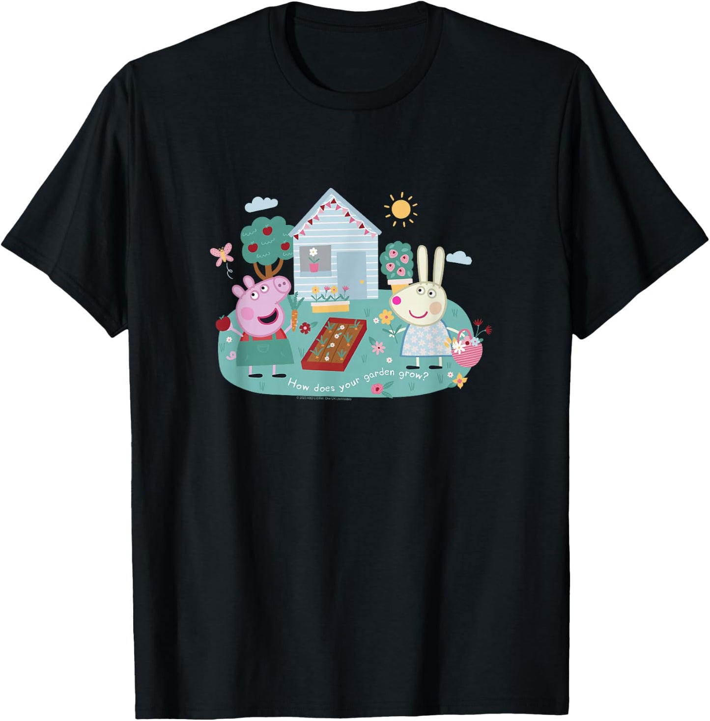 Peppa Pig How Does Your Garden Grow? Rebecca & Peppa T-Shirt - T-Shirt | Black