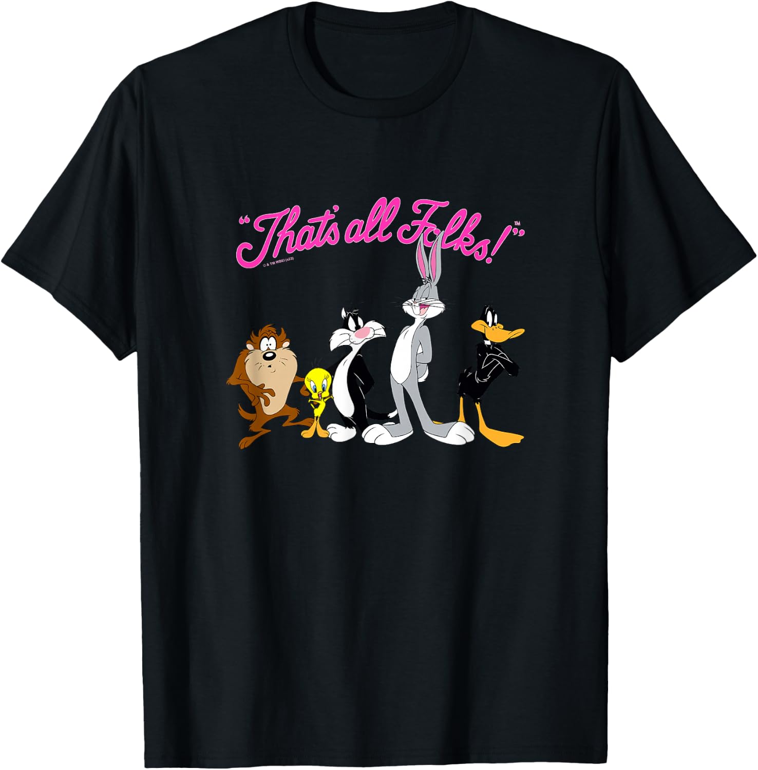 Looney Tunes That's All Folks! Logo Group Shot T-Shirt - T-Shirt | Black