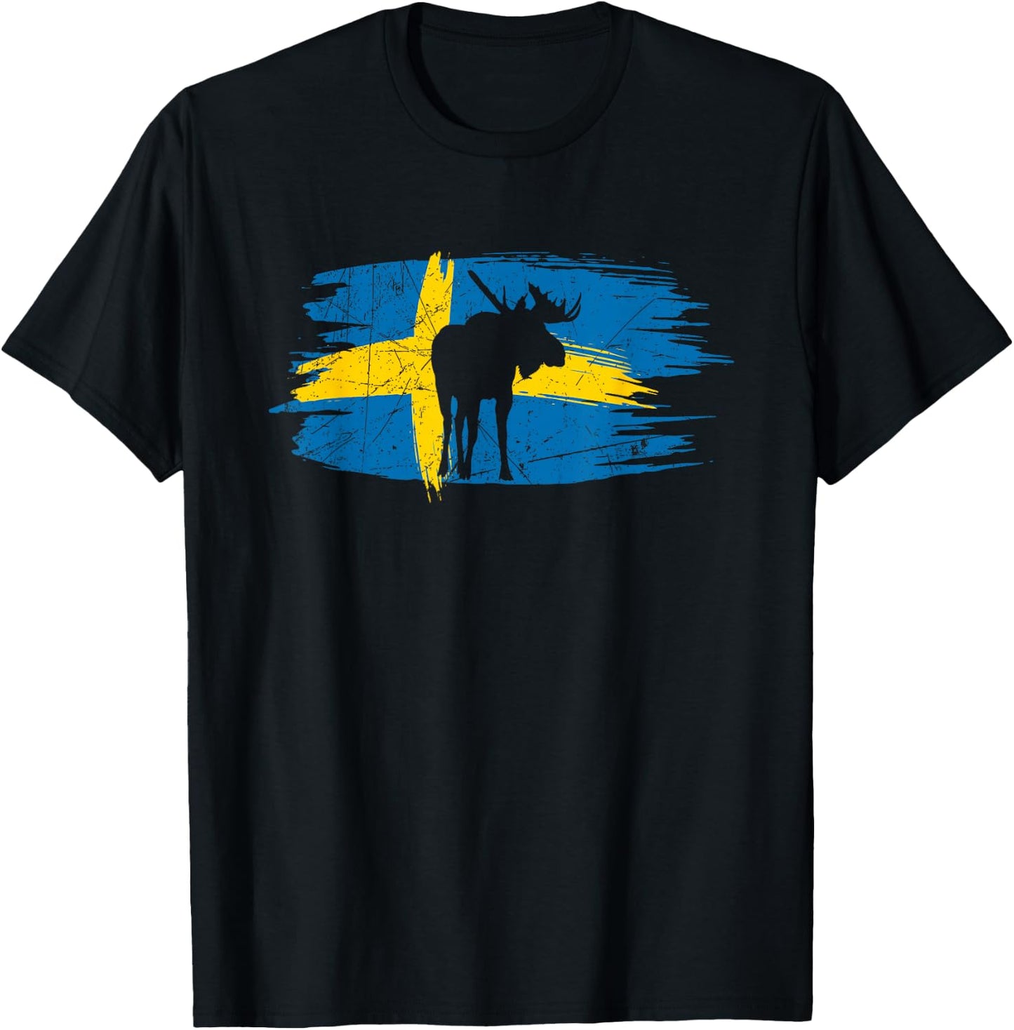 Sweden Flag Moose | Scandinavia | Proud Swedish T-Shirt - T-Shirt | Black
