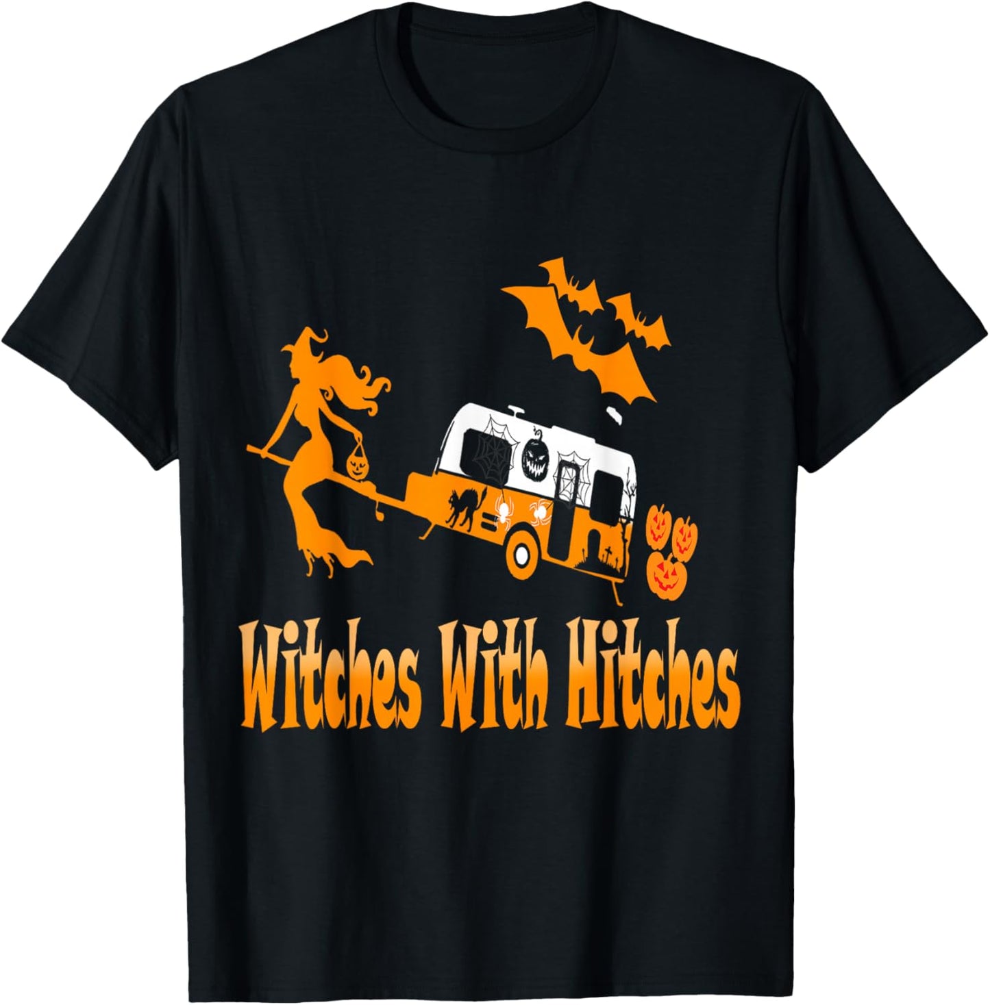 Witches With Hitches Camper RV Camper Camping Halloween T-Shirt - T-Shirt | Black