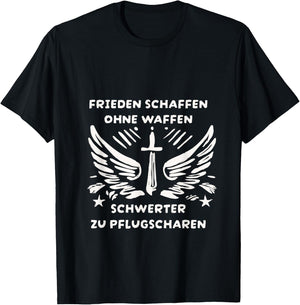 Frieden schaffen ohne Waffen Schwerter zu Pflugscharen T-Shirt - T-Shirt | Black