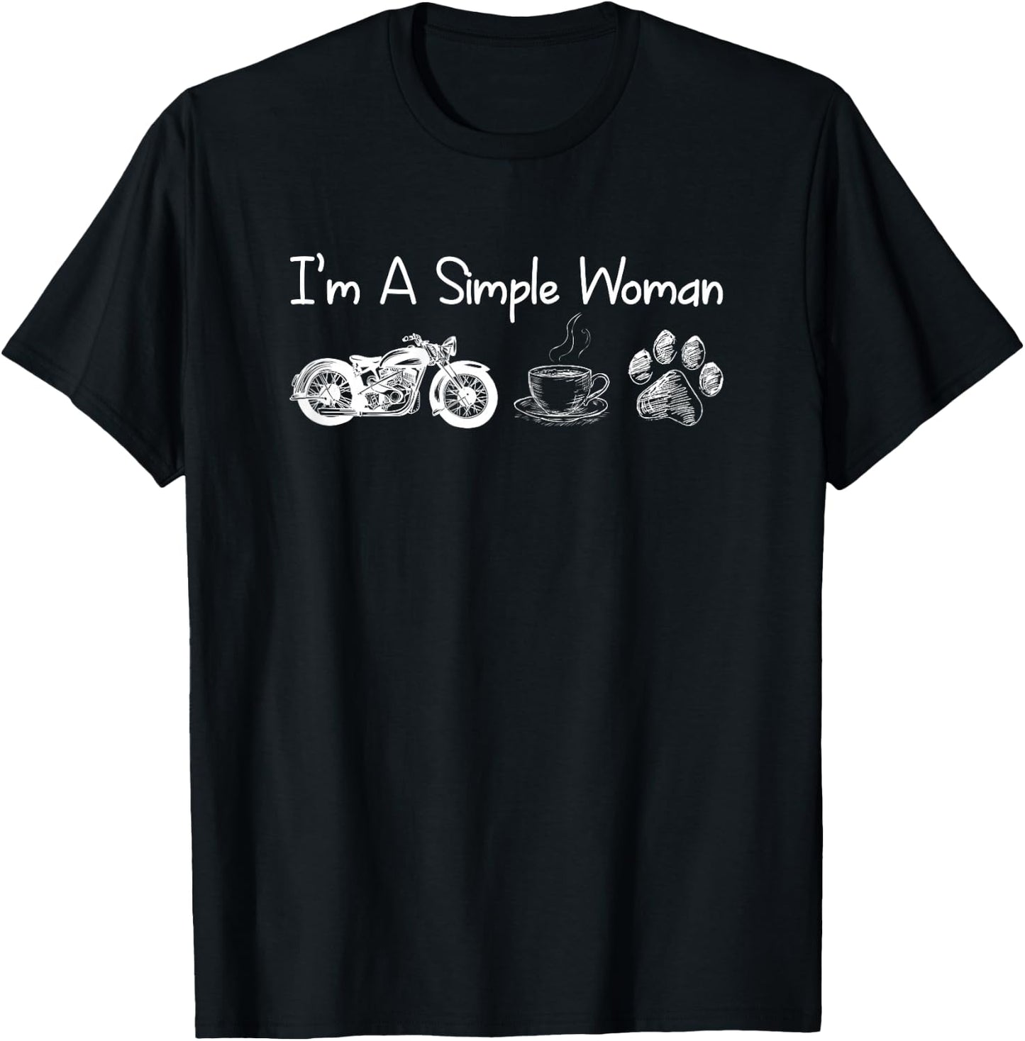 I'm a Simple Woman Motorcycle Coffee Dog T-Shirt - T-Shirt | Black