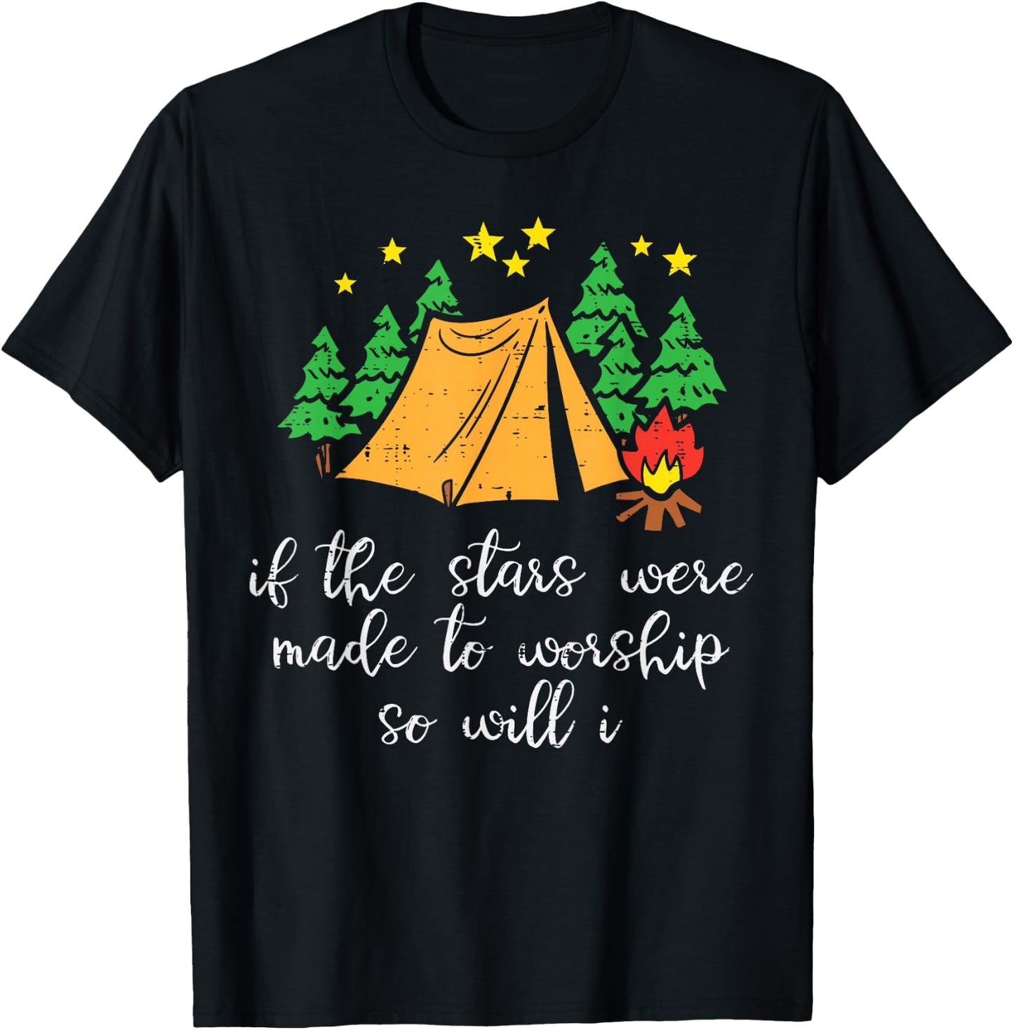 Camping Stars Made To Worship Christian Camper Men Women Kid T-Shirt - T-Shirt | Black