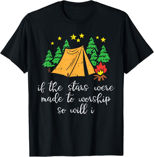 Camping Stars Made To Worship Christian Camper Men Women Kid T-Shirt - T-Shirt | Black