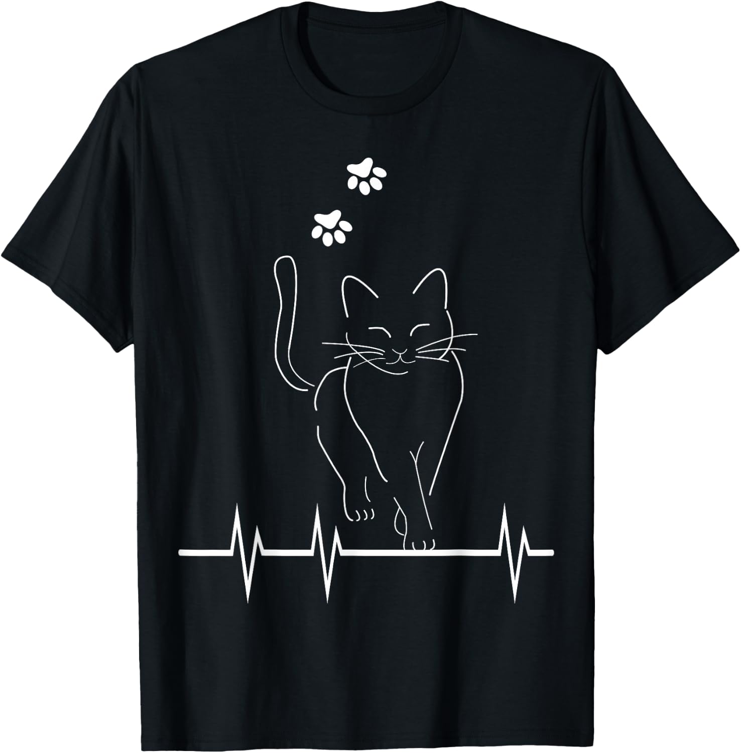 Cat Cat Heartbeat Kitten , black T-Shirt - T-Shirt | Black
