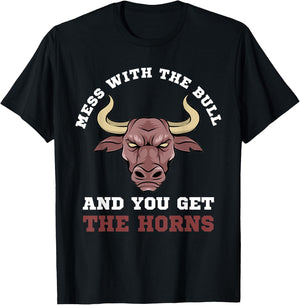 Mess With The Bull You Get The Horns Bodybuilding T-Shirt - T-Shirt | Black