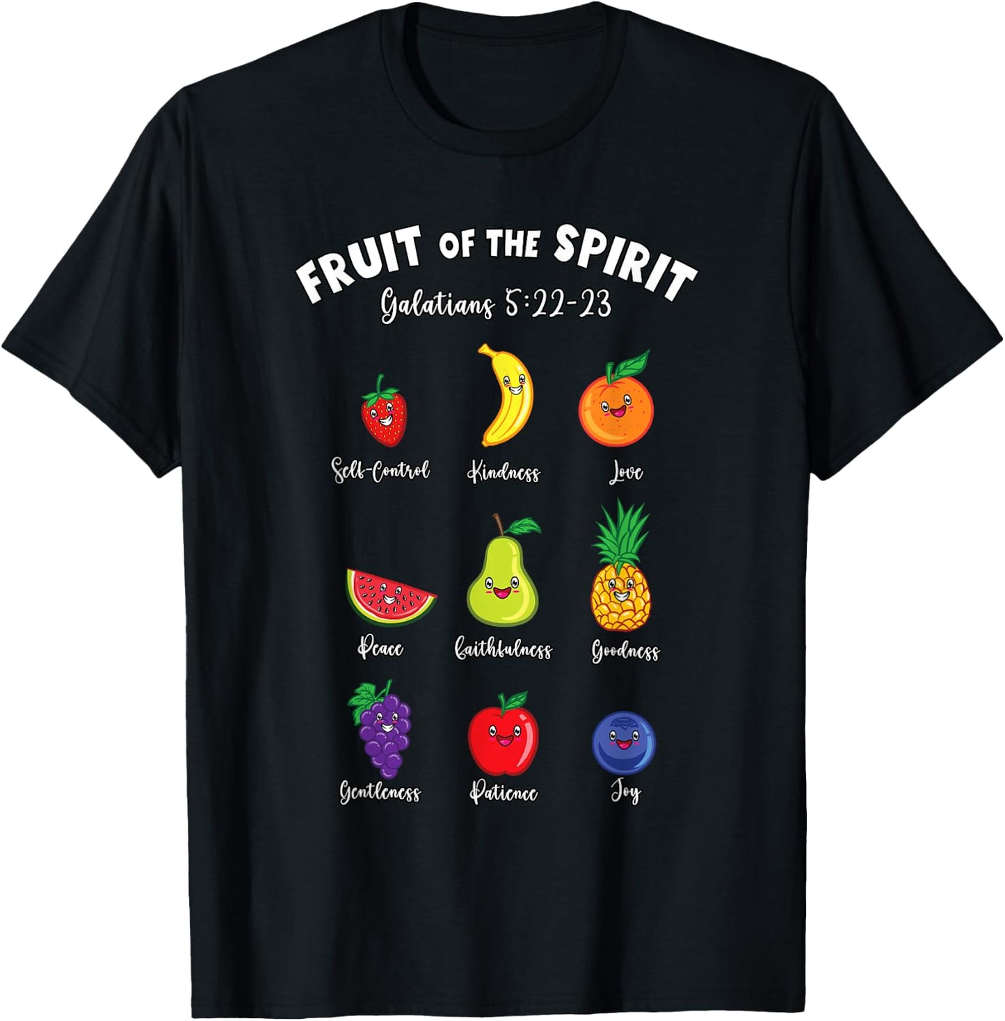 Fruits of the Spirit Galatians Christian Bible Jesus Faith T-Shirt - T-Shirt | Black