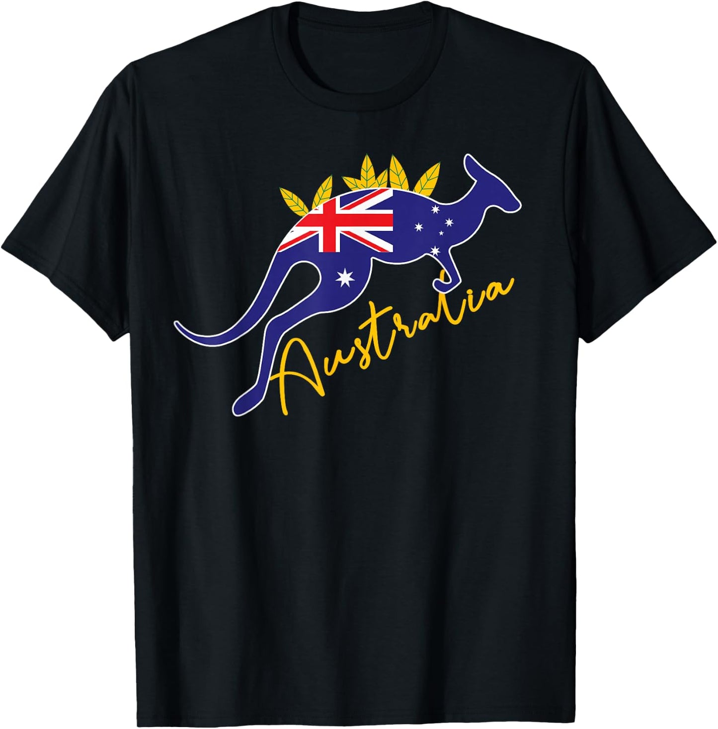 Australia Flag Kangaroo Australian Pride Souvenir Home T-Shirt - T-Shirt | Black