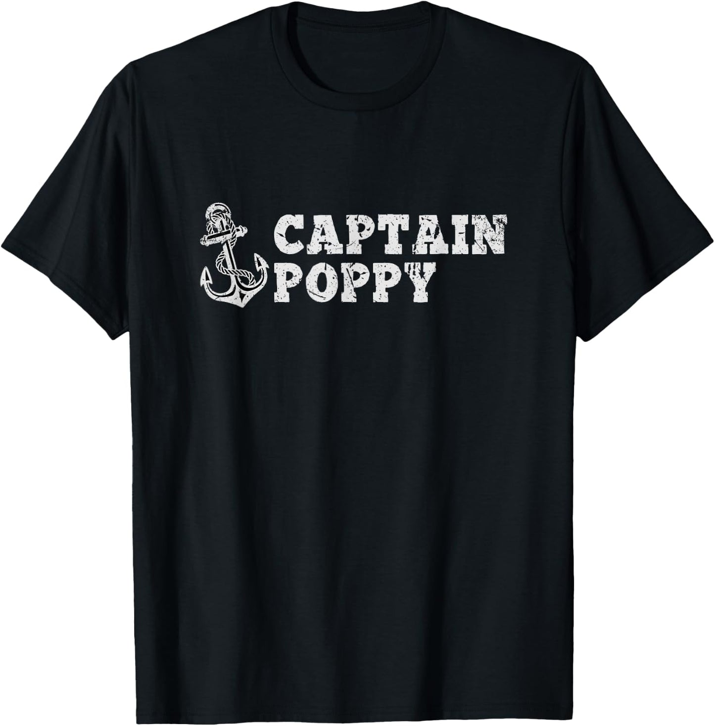 Captain Poppy Sailing Boating Vintage Boat Anchor Funny T-Shirt - T-Shirt | Black