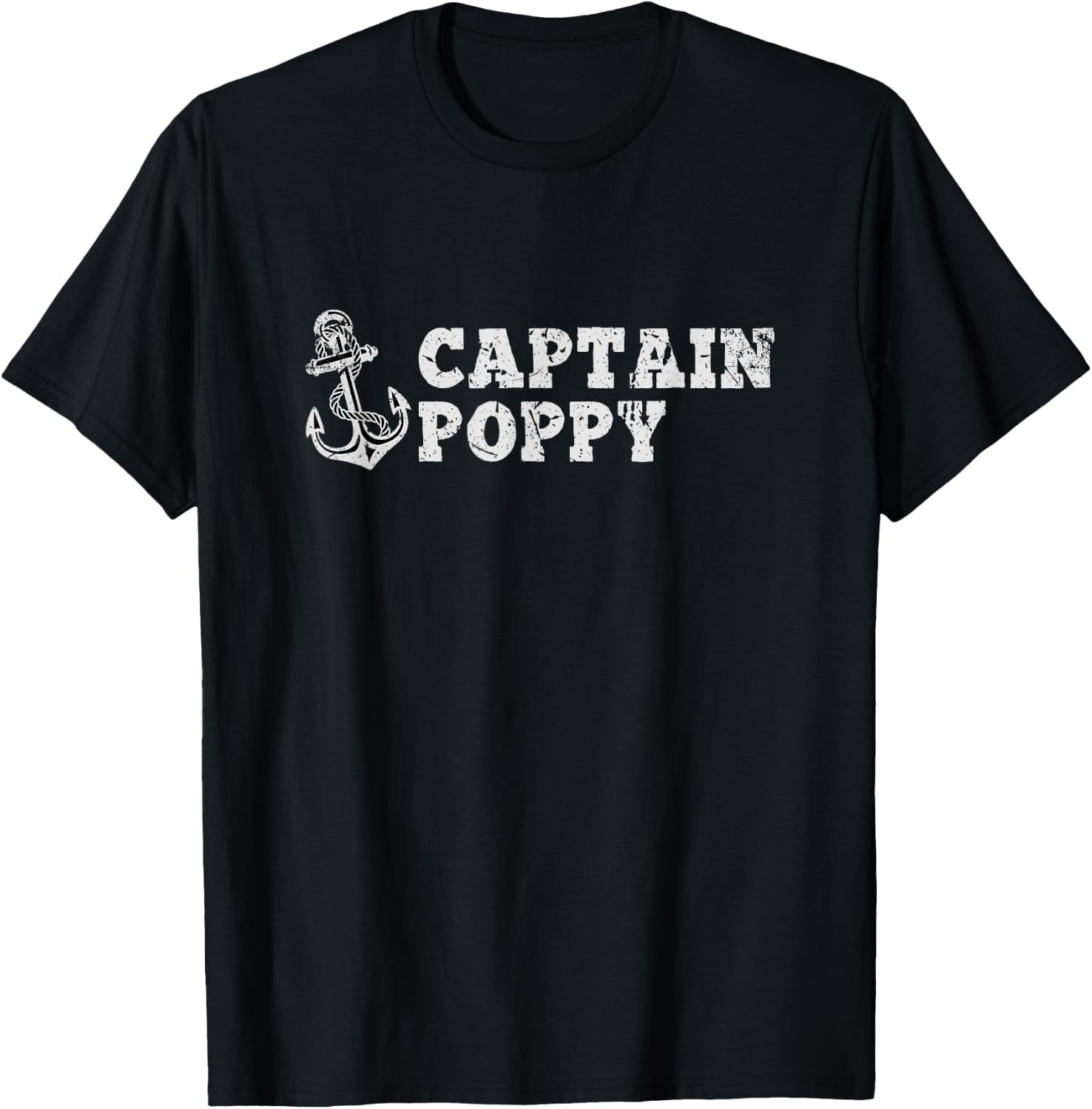 Captain Poppy Sailing Boating Vintage Boat Anchor Funny T-Shirt - T-Shirt | Black