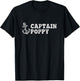 Captain Poppy Sailing Boating Vintage Boat Anchor Funny T-Shirt - T-Shirt | Black