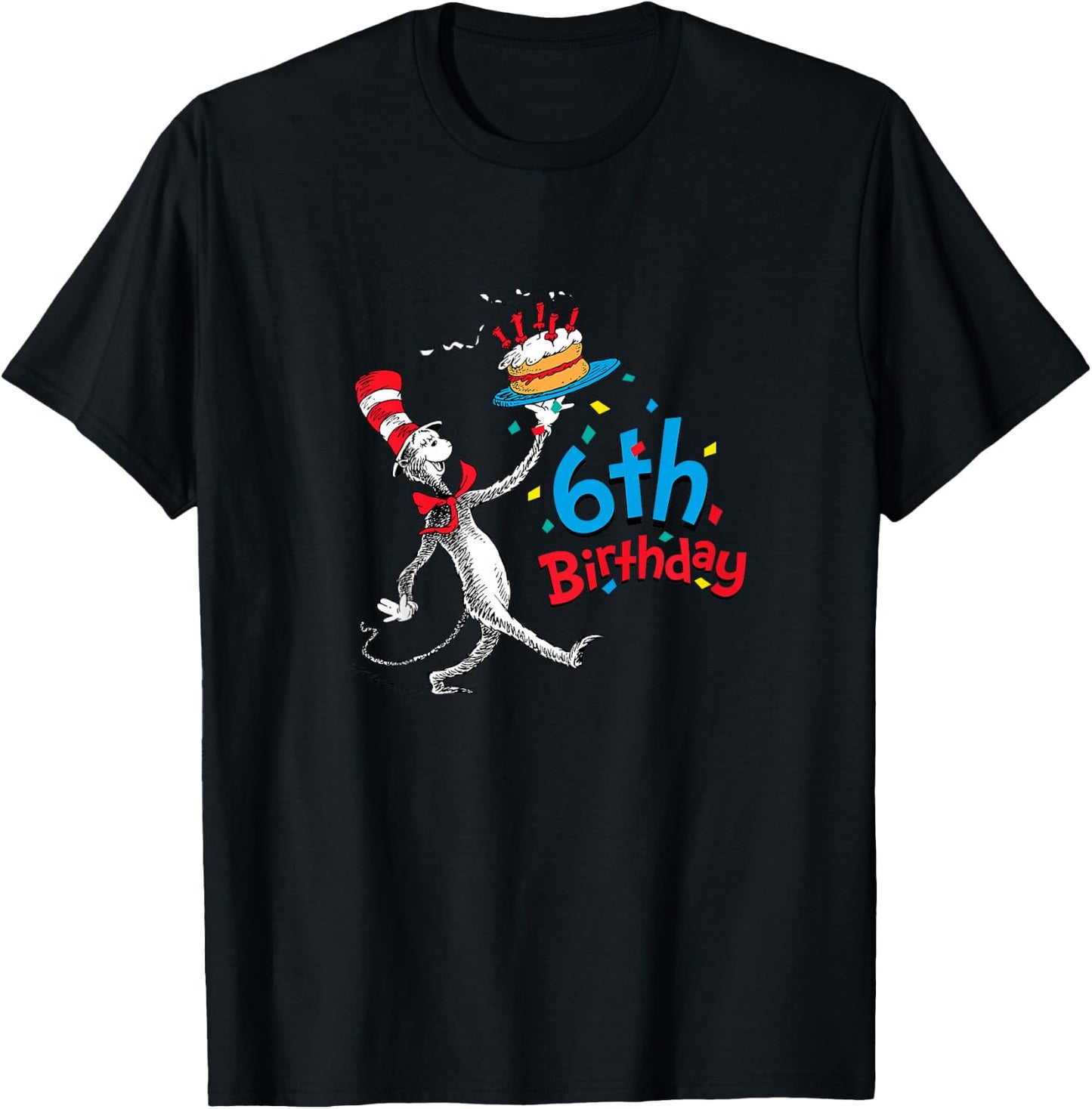 Dr. Seuss Cat in the Hat 6th Birthday T-Shirt - T-Shirt | Black