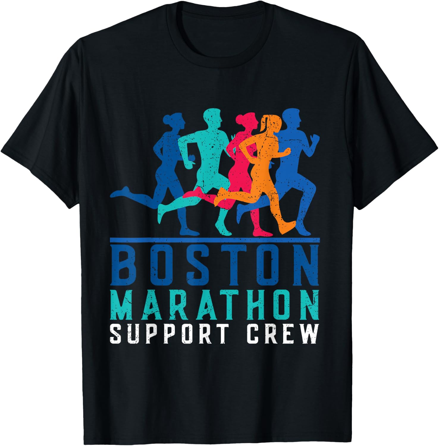 2024 Marathon Boston Support Crew Marathon Boston Runner T-Shirt - T-Shirt | Black