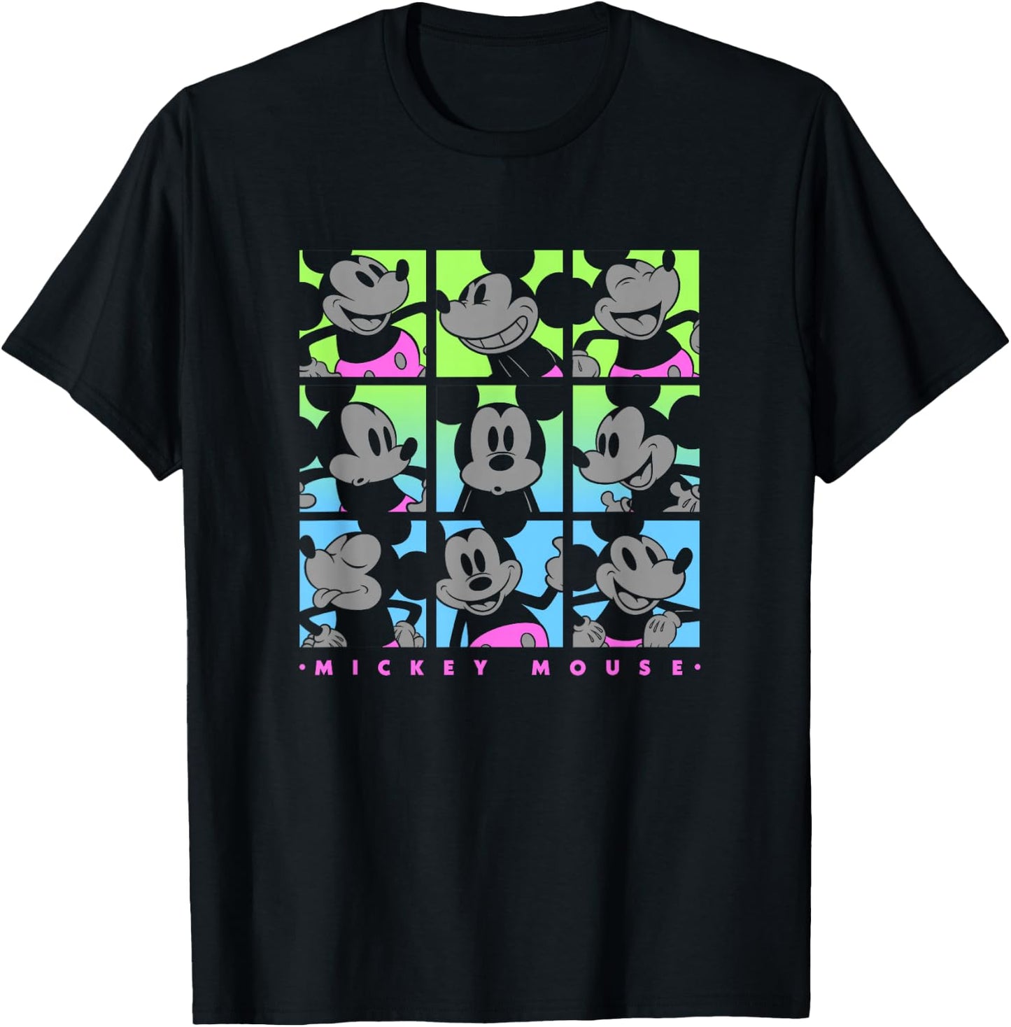 Disney Mickey and Friends Warhol Mickey Pop Art Neon Box Up T-Shirt - T-Shirt | Black