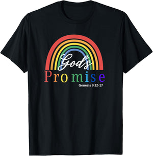 Rainbow Pride Gods Promise Genesis Scripture T-Shirt - T-Shirt | Black