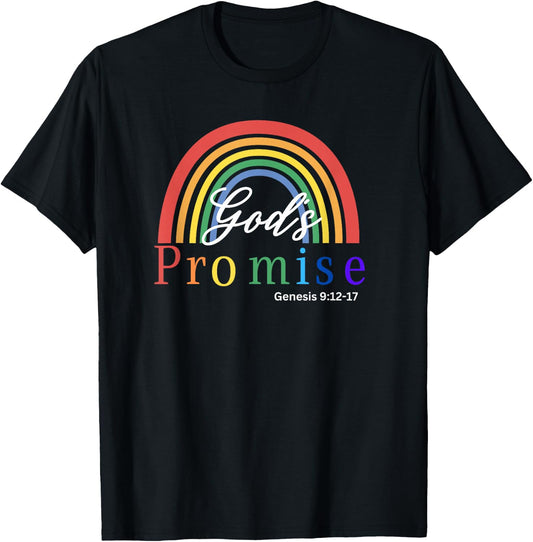Rainbow Pride Gods Promise Genesis Scripture T-Shirt - T-Shirt | Black