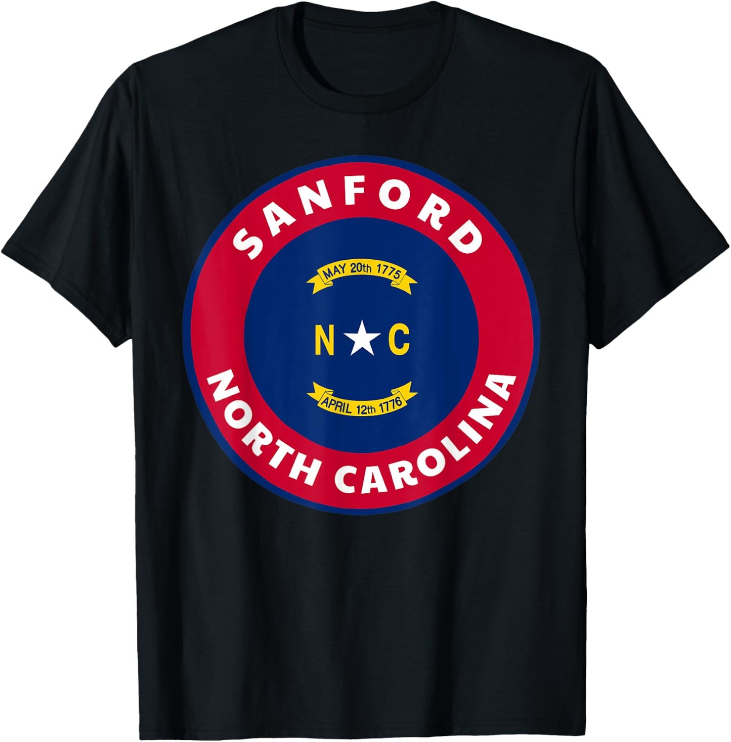 Sanford North Carolina NC Flag Badge Roundlet Souvenir T-Shirt - T-Shirt | Black