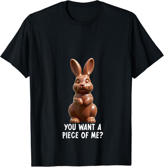 You Want A Piece Of Me? Funny Chocolate Easter Bunny Joke V-Neck T-Shirt - T-Shirt | Black