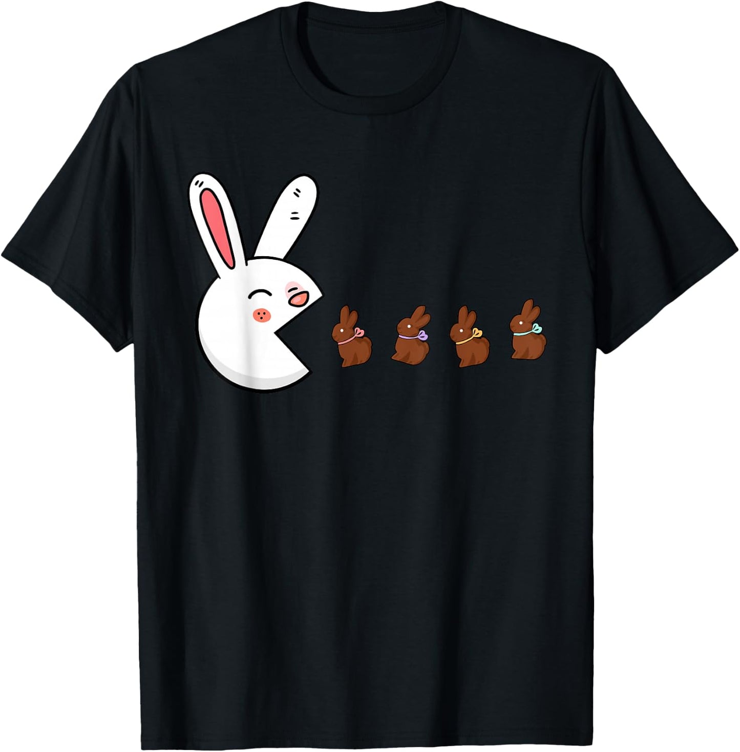 Funny Easter Bunny Rabbit Eating Chocolate Gamer Boys Girls T-Shirt - T-Shirt | Black