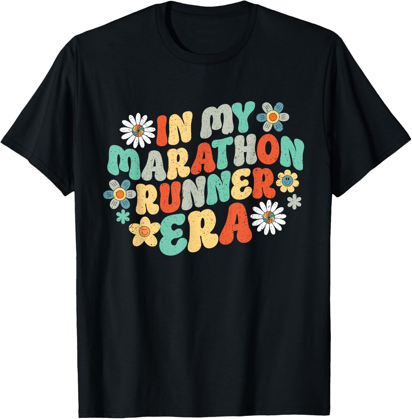 In My Marathon Runner Era Groovy Marathoner Runner Running T-Shirt - T-Shirt | Black