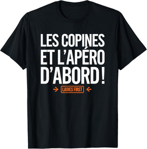 Les Copines et l'Aéro D'Abord Wine Alcohol Women's Aperitif , Black, S T-Shirt - T-Shirt | Black