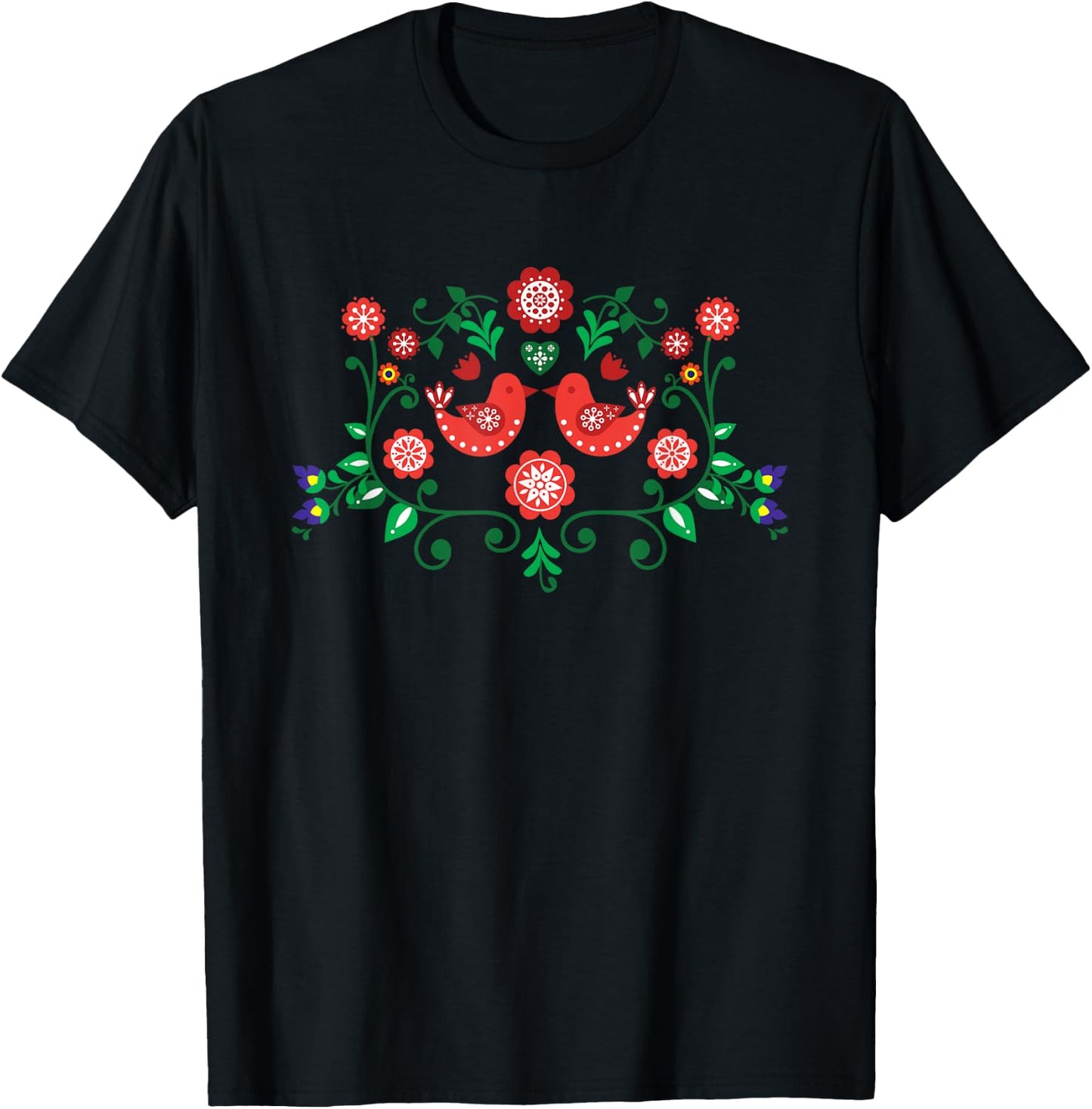 Polish Traditional Folk Pattern, Eastern Folklore T-Shirt - T-Shirt | Black