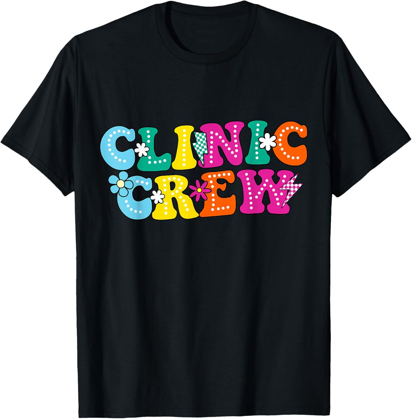 Clinic Crew School Nurse Groovy Appreciation Week T-Shirt - T-Shirt | Black