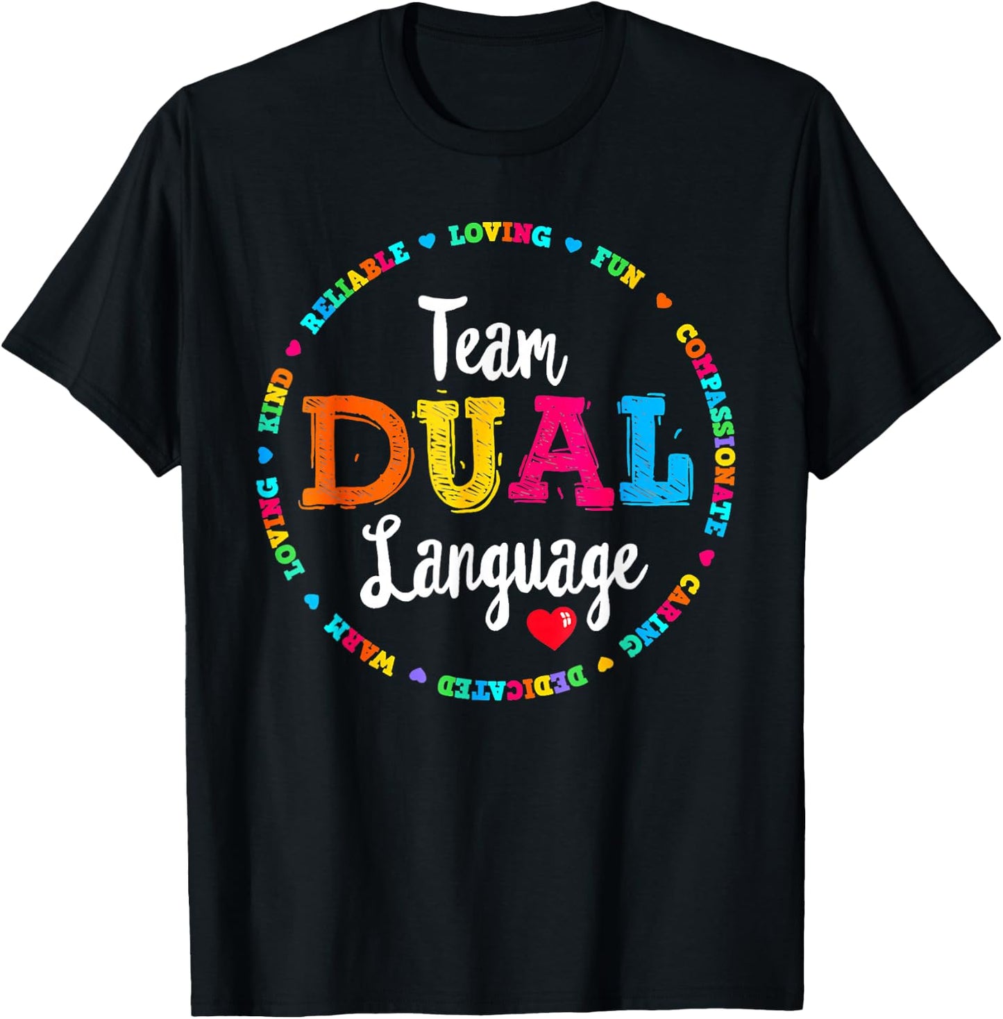 Cute Back To School Squad Team Dual Language Teachers T-Shirt - T-Shirt | Black