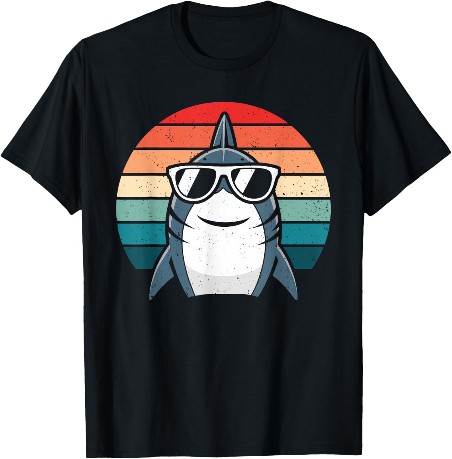 Retro Cool Shark with Sunglasses Kids Boys Men Funny Shark T-Shirt - T-Shirt | Black