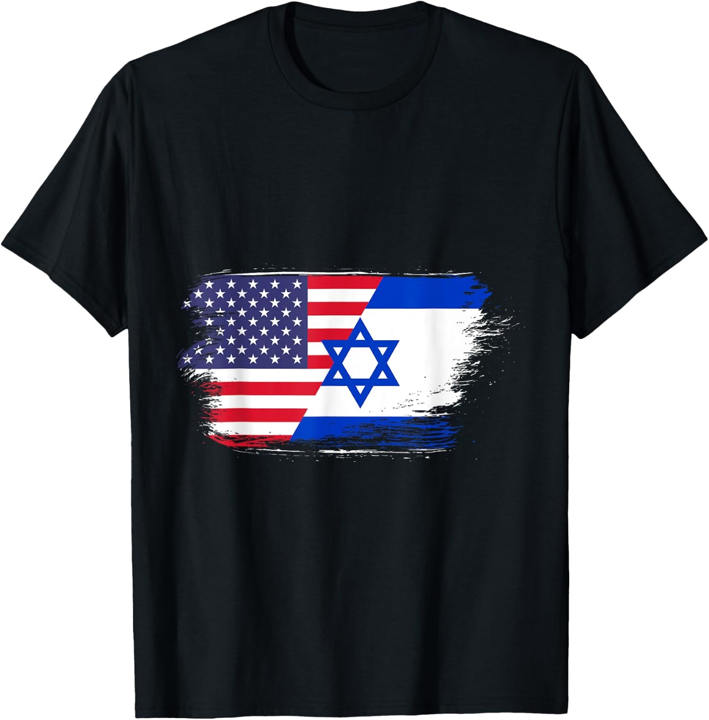 USA Flag Israel T-Shirt - T-Shirt | Black