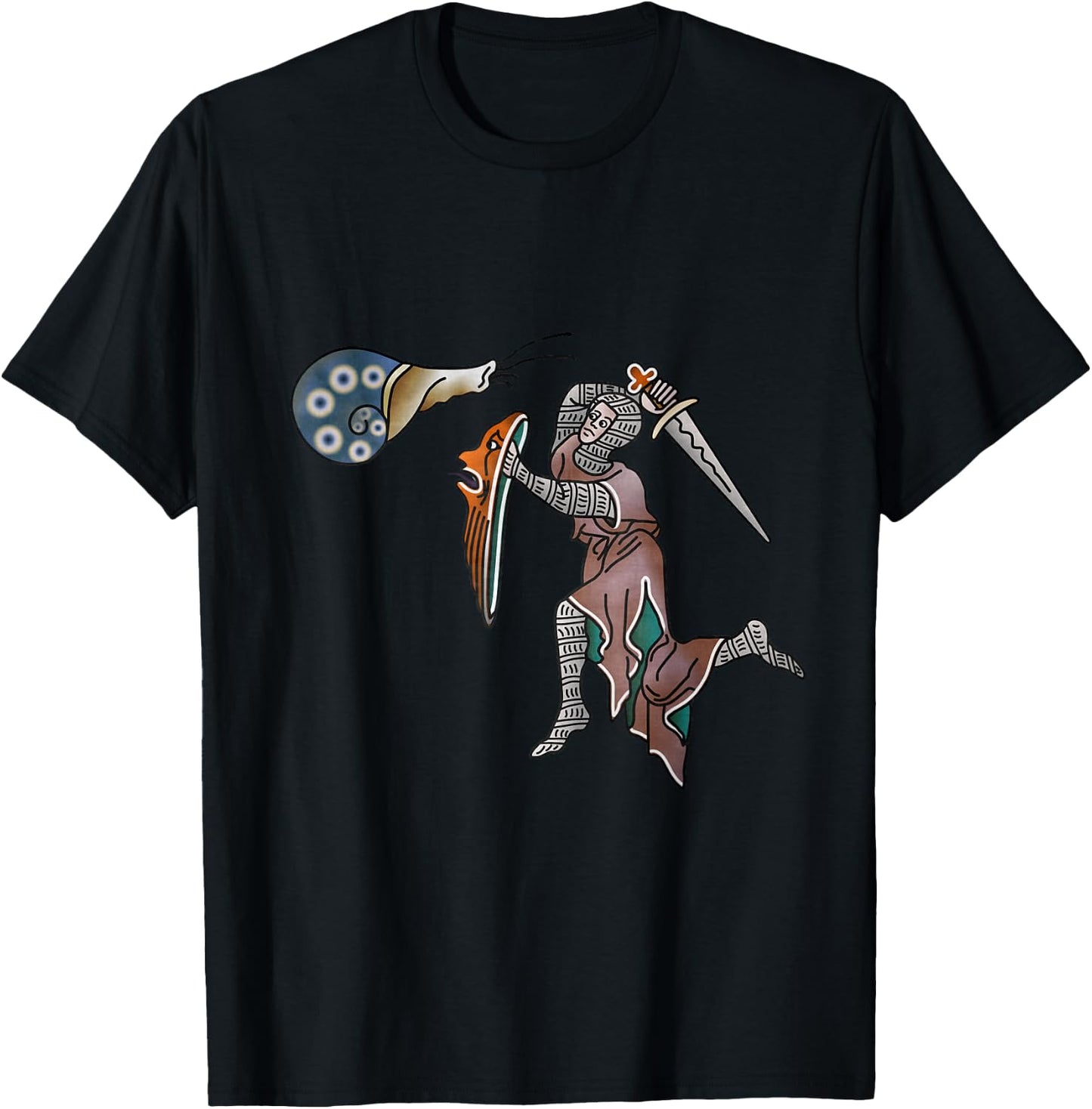 Marginalia Knight vs snail - Medieval Meme - MargiKnights T-Shirt - T-Shirt | Black