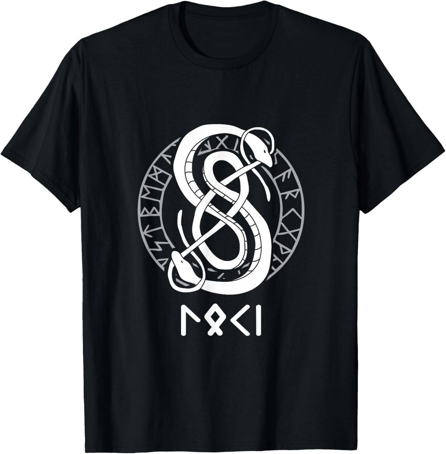 Loki Name Norse Runes And Snake Nordic Norse Mythology T-Shirt - T-Shirt | Black