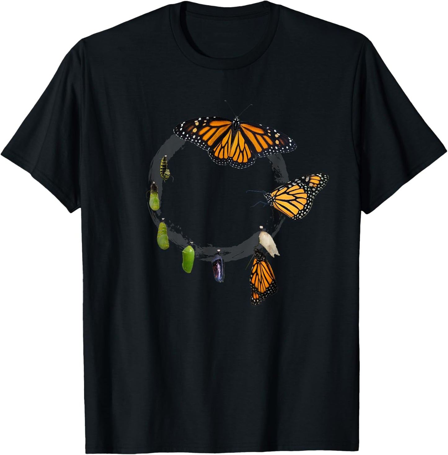 Monarch Butterfly Chrysalis Cycle Nature Lover Gift T-Shirt - T-Shirt | Black