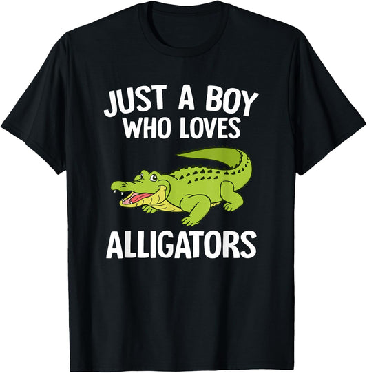 Just A Boy Who Loves Alligators Boys Toddler Crocodile Lover T-Shirt - T-Shirt | Black