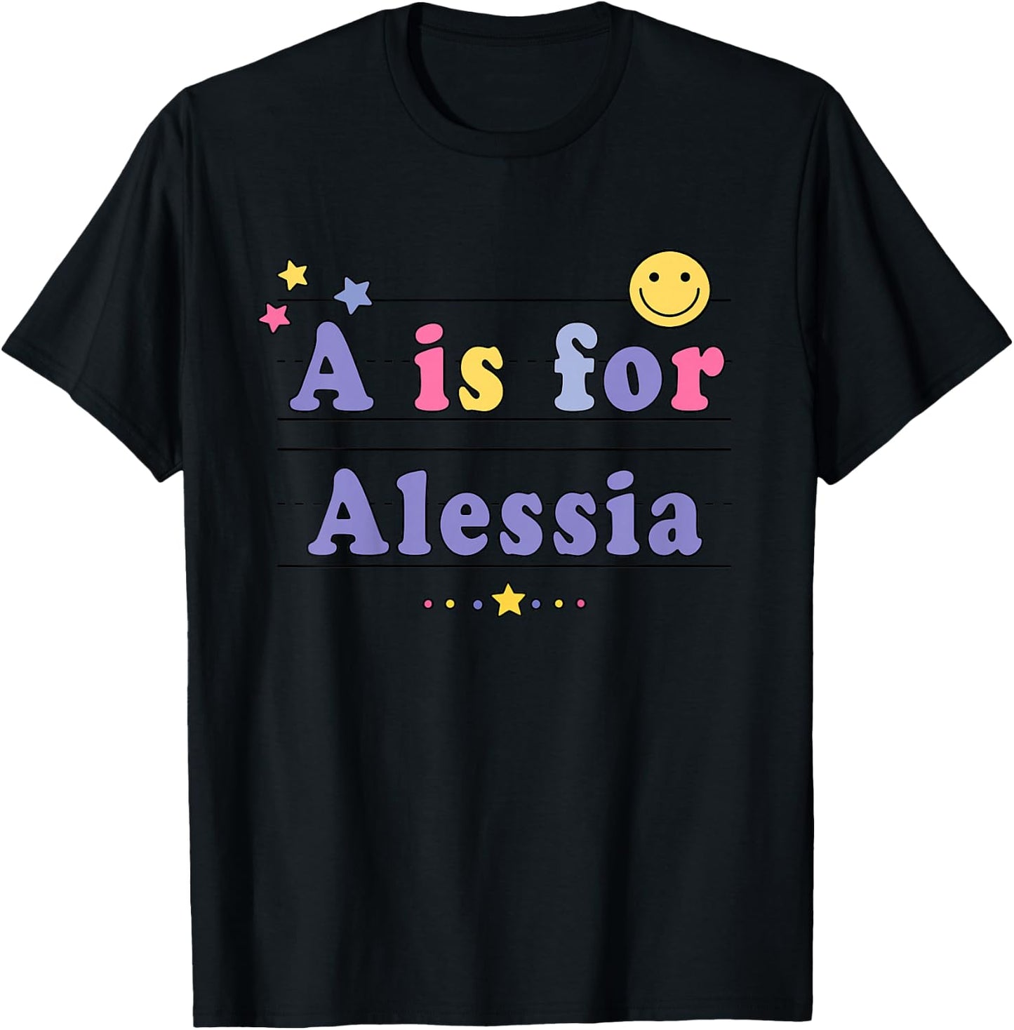 Kids Alessia Name Shirt Alphabet A is for Alessia T-Shirt - T-Shirt | Black