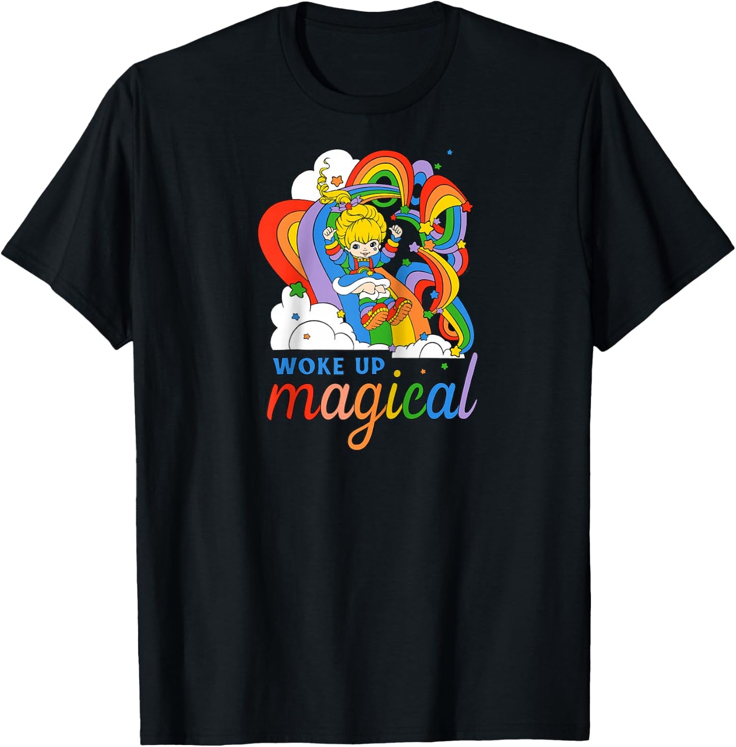 Rainbow Brite Woke Up Magical Vintage Rainbow Slide Raglan Baseball T-Shirt - T-Shirt | Black