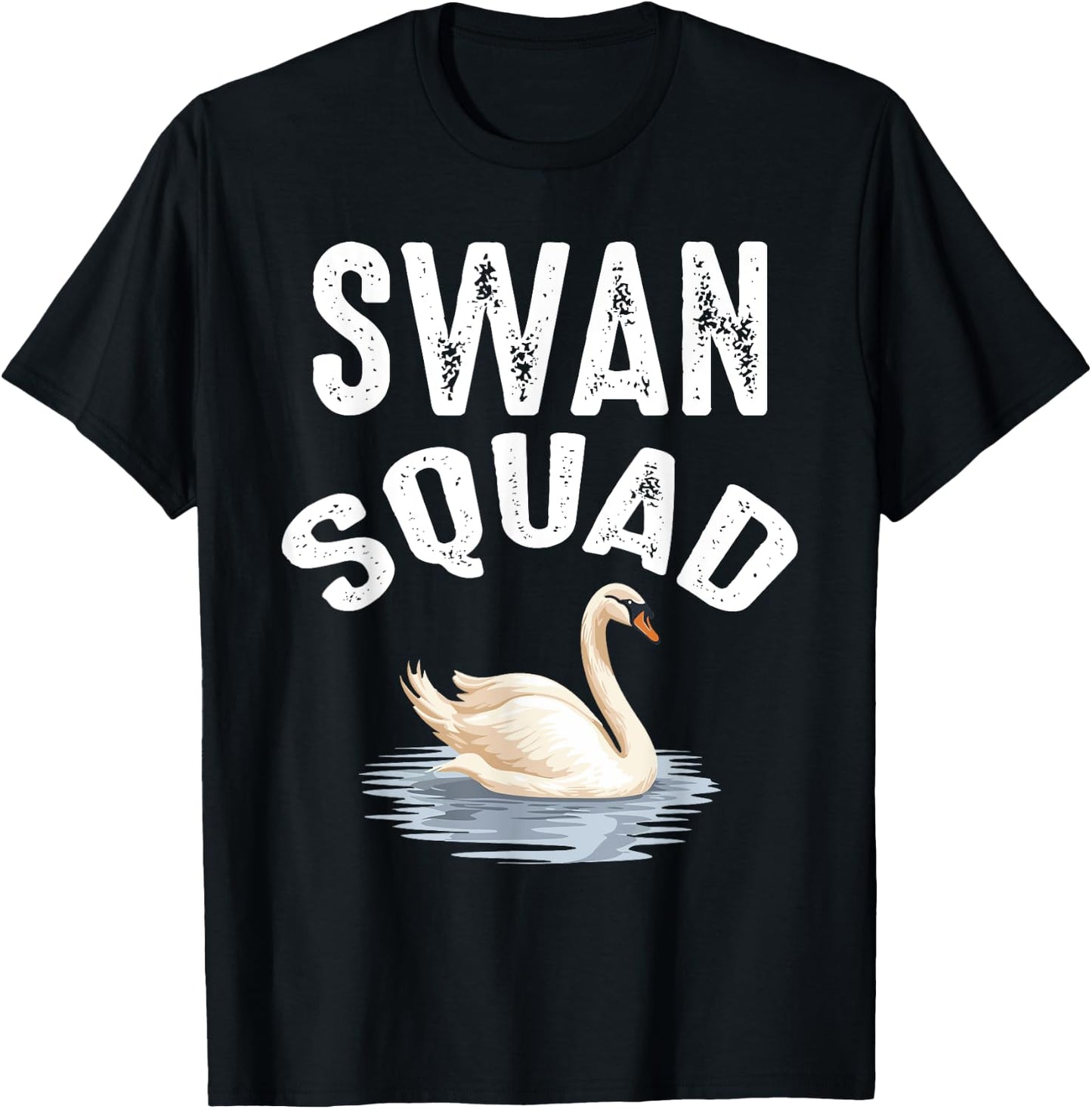 Swan Squad Cool Zoo Animal Lover White Swan Birthday Squad T-Shirt - T-Shirt | Black