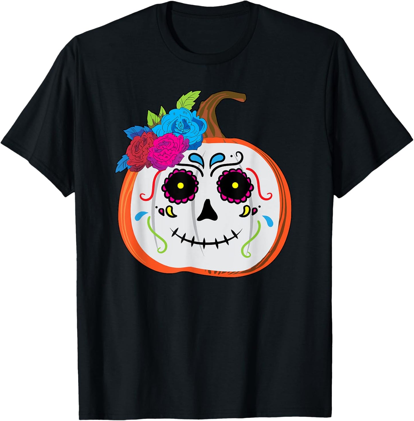 Dia De Los Muertos Toddler Girl Women Mexican Pumpkin Skull T-Shirt - T-Shirt | Black