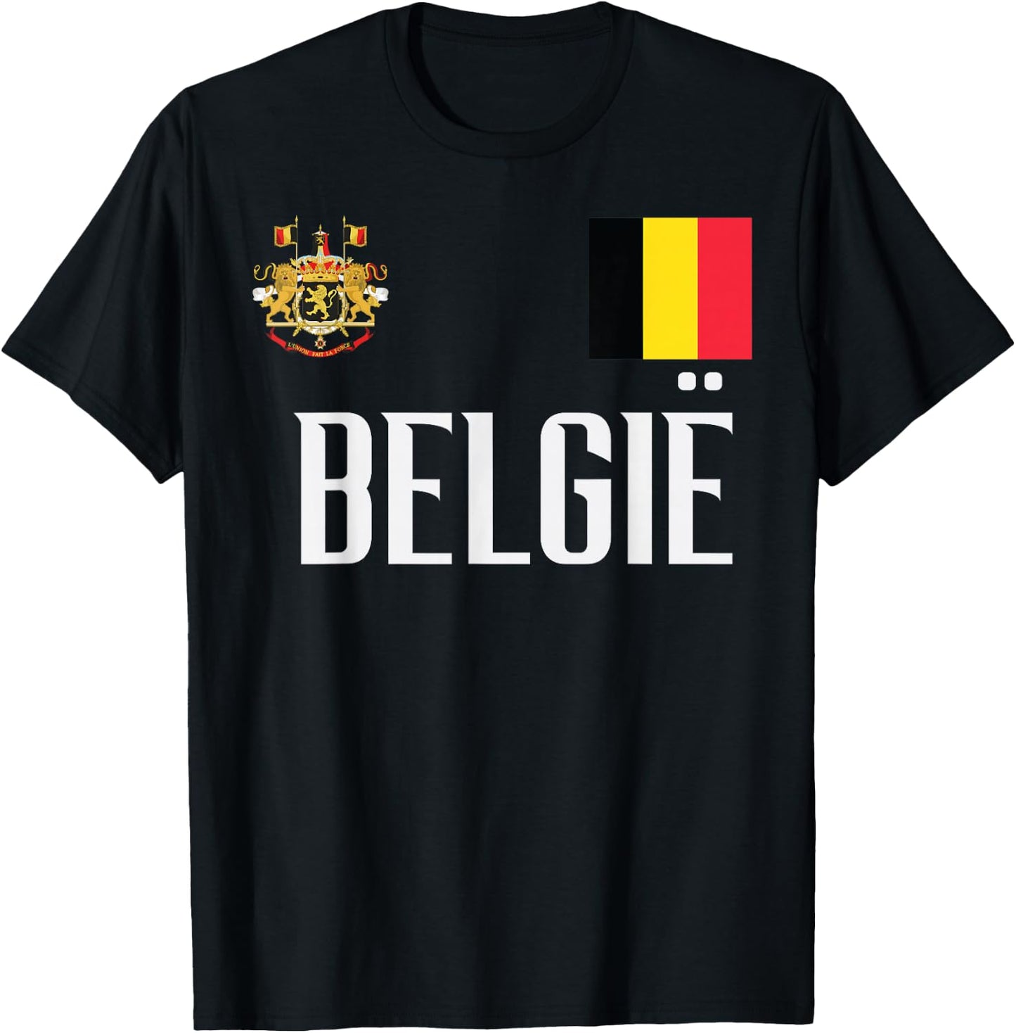 Belgium Flag Belgie Football Soccer Fan Men Women Kids T-Shirt - T-Shirt | Black