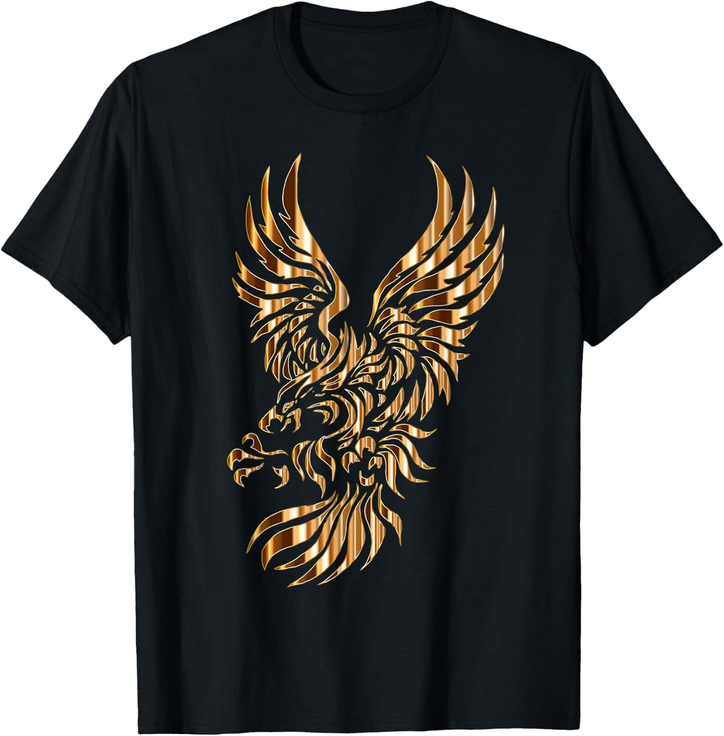 Gold Tribal Eagle Phoenix T-Shirt - T-Shirt | Black