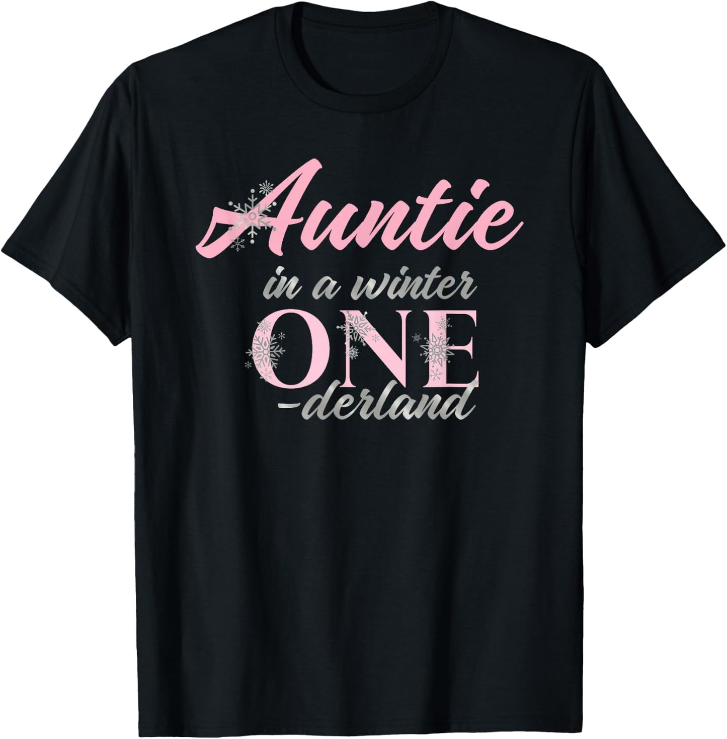 Auntie Of The Birthday for Girl Winter Onederland 1st T-Shirt - T-Shirt | Black