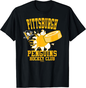 Pittsburgh Penguins Hockey Puck Burst Black T-Shirt - T-Shirt | Black